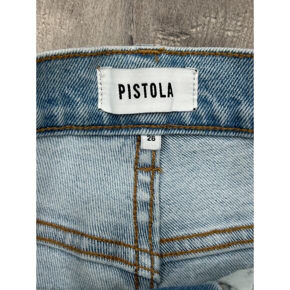 Pistola Womens Light Wash Blue Distressed Denim High Rise Straight Jeans Size 26 - Picture 4 of 7